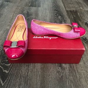 Salvatore Ferragamo PinkPebbled Varina BalletFlats